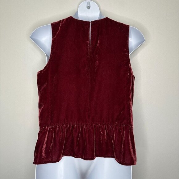 J Crew Peplum Top Velvet Red Drapey Tank Size 14 - Picture 3 of 10